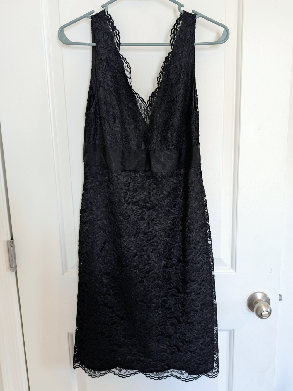 Vintage Y2K Maggy London Black Lace Sheath Dress Empire Waist Dressy Whimsigoth